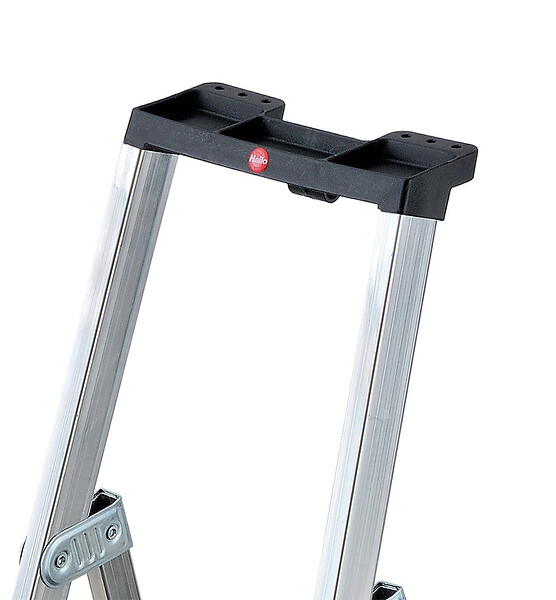 HAILO - Escabeau professionnel sécurisé 4 marches Hailo Alu plateforme PEHD - large