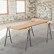 HOMCOM - HOMCOM Lot de 2 tréteaux pliables compactes poignée transport dim. 100L x 50l x 76H cm surface antidérapante métal noir jaune - vignette