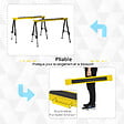 DURHAND - Lot de 2 tréteaux pliables telescopiques poignée transport dim. 100L x 49l x 62-89,5H cm surface antidérapante métal noir jaune - vignette