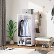 HOMCOM - Portant à vêtements penderie mobile avec roulettes 2 niches + grand espace penderie panneaux particules blanc - vignette