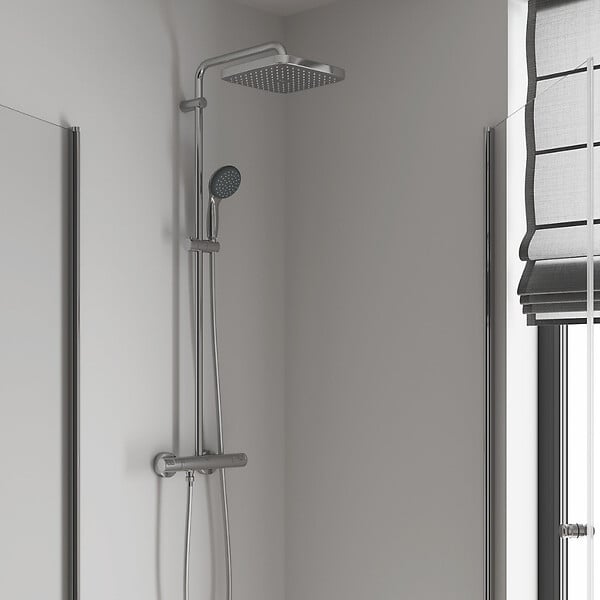 GROHE - Colonne de douche thermostatique XXL Cube 250 + Douchette 2 jets, Chrome (26696022) - large
