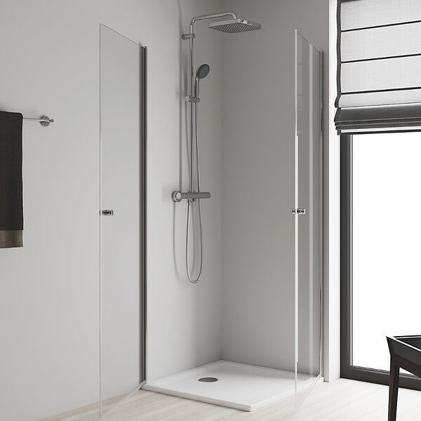 GROHE - Colonne de douche thermostatique XXL Cube 250 + Douchette 2 jets, Chrome (26696022) - large