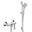 HANSGROHE - Ensemble de douche Logis Mitigeur mural + Douchette 2 jets avec Barre 65cm + Flexible, Chrome (71600000-Vernis) - vignette