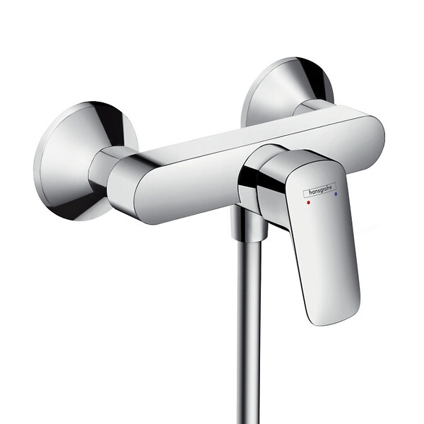 HANSGROHE - Ensemble de douche Logis Mitigeur mural + Douchette 2 jets avec Barre 65cm + Flexible, Chrome (71600000-Vernis) - large