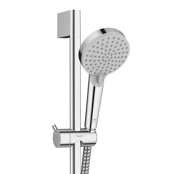 HANSGROHE - Ensemble de douche Logis Mitigeur mural + Douchette 2 jets avec Barre 65cm + Flexible, Chrome (71600000-Vernis) - large