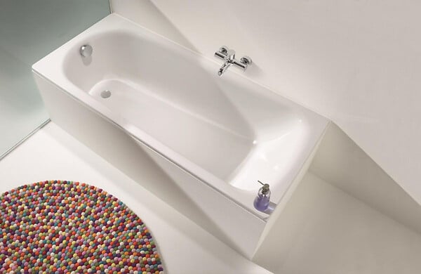 KALDEWEI - Eurowa Baignoire droite avec pieds 170 x 70 cm en acier émaillé, Blanc alpin (119800010001-SET) - large