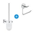 GROHE - BauCosmopolitan Set d'accessoires avec Brosse WC murale + Dérouleur de papier en métal, Chrome (40463001-DUOESSENTIALS) - vignette