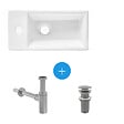SWISS AQUA TECHNOLOGIES - Ensemble lave-mains suspendu avec trou pour robinetterie 40.5x20.5, Bonde clic-clac Siphon SATBRE4020SL-SET - vignette