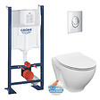 GROHE - Pack WC Bâti autoportant Rapid SL + WC sans bride Cersanit + Abattant softclose + Plaque chrome (ProjectDormo-2) - vignette