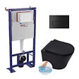 SWISS AQUA TECHNOLOGIES - Pack WC Bâti autoportant + WC SAT Infinitio sans bride noir mat + Abattant softclose + Plaque noire mat - vignette