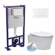 SWISS AQUA TECHNOLOGIES - Pack WC Bâti-support Autoportant + WC SAT sans bride fixations invisibles + Abattant softclose + Plaque - vignette