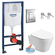 GROHE - Pack WC Bâti-support + WC Swiss Aqua Technologies Infinitio sans bride, fixation invisible + Plaque chrome - vignette