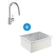 GROHE - Grohe Kit Evier cuisine K700 sous-plan 540x440mm Acier inoxydable + Mitigeur douchette extractible 2 jets (31574SD1-SET5) - vignette