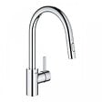 GROHE - Grohe Eurosmart Cosmopolitan Mitigeur cuisine avec douchette extractible 2 jets, col de cygne, Chrome (31481001) - vignette