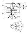 GROHE - Eurodisc Mitigeur Evier avec douchette extractible 2 jets, Chrome (G-32257001) - vignette
