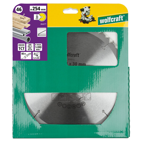 WOLFCRAFT - 1 Lame scie à onglets CT 80dts ø254mm - large