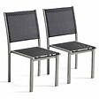 OVIALA - Lot de 2 chaises de jardin en aluminium et textilène gris - Ajaccio - vignette