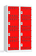 P.HENRY - Vestiaire 2 colonnes - 4 cases - Gris perle et rouge - vignette