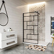 AICA SANITAIRE - AICA paroi de douche 80x200cm paroi de douche à l'italienne en 8mm verre anticalcaire style moderne avec barre de fixation noire carrée 90cm - vignette