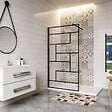 AICA SANITAIRE - AICA paroi de douche 100x200cm paroi de douche à l'italienne en 8mm verre anticalcaire style moderne avec barre de fixation noire carrée 90cm - vignette