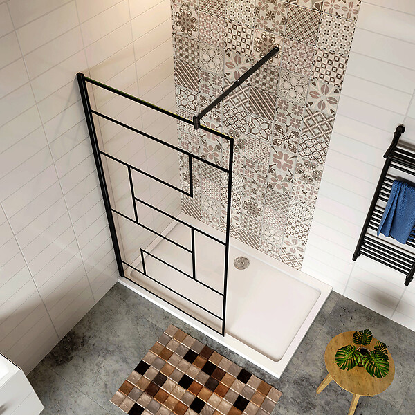 AICA SANITAIRE - Aica Paroi De Douche 70x200cm Paroi De Douche à L'italienne En 8mm Verre Anticalcaire Style Moderne Avec Barre De Fixation Extensible Noire 70-120cm - large