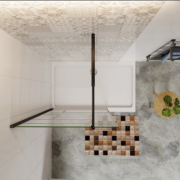 AICA SANITAIRE - Aica Paroi De Douche 70x200cm Paroi De Douche à L'italienne En 8mm Verre Anticalcaire Style Moderne Avec Barre De Fixation Extensible Noire 70-120cm - large