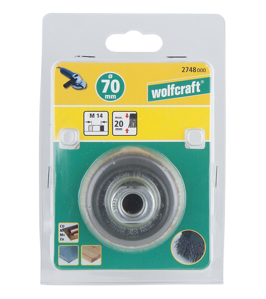 WOLFCRAFT - 1 Brosse laiton souc. M14 Ø70mm - large