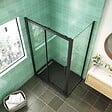 AICA SANITAIRE - AICA cabine de douche coulissante 120x90x195cm porte de douche avec l'amortisseur 120cm cabine de douche Noire en 8mm verre anticalcaire - vignette