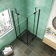 AICA SANITAIRE - AICA cabine de douche Noire 100x100x195cm cabine de douche battante l'accès d'angle en 8mm verre anticalcaire - vignette