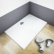 AICA SANITAIRE - AICA receveur de douche blanc 90x70x3cm rectangulaire, extra-plat, gel coat, bac à douche anti-dérapant avec la bonde de receveur et le siphon 90cm - vignette