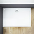 AICA SANITAIRE - AICA receveur de douche blanc 90x70x3cm rectangulaire, extra-plat, gel coat, bac à douche anti-dérapant avec la bonde de receveur et le siphon 90cm - vignette