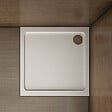 AICA SANITAIRE - AICA receveur de douche blanc 76x76x3cm carré, extra-plat, gel coat, bac à douche anti-dérapant avec la bonde de receveur et le siphon 90cm - vignette