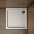 AICA SANITAIRE - AICA receveur de douche blanc 80x80x3cm carré, extra-plat, gel coat, bac à douche anti-dérapant avec la bonde de receveur et le siphon 90cm - vignette