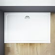 AICA SANITAIRE - AICA receveur de douche blanc 90x80x3cm rectangulaire, extra-plat, gel coat, bac à douche anti-dérapant avec la bonde de receveur et le siphon 90cm - vignette