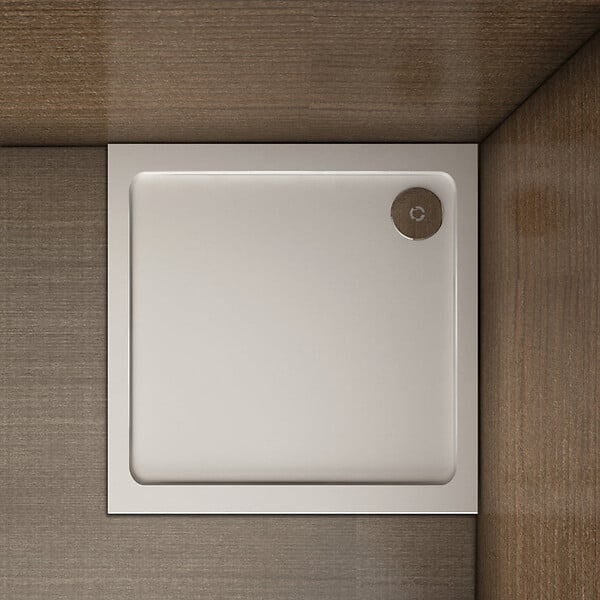 AICA SANITAIRE - AICA receveur de douche blanc 100x100x3cm carré, extra-plat, gel coat, bac à douche anti-dérapant avec la bonde de receveur et le siphon 90cm - large