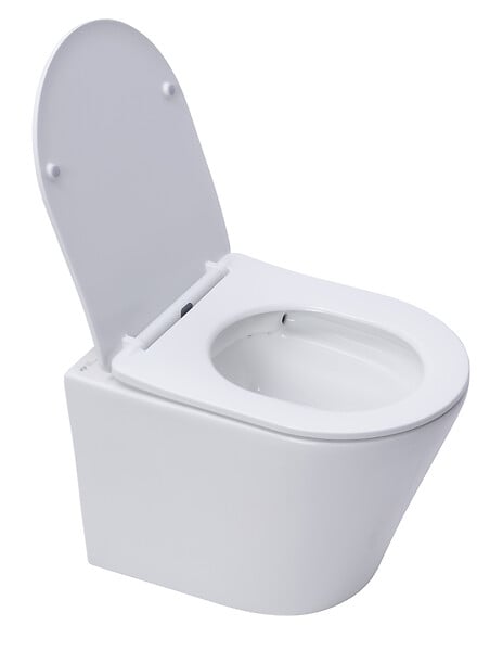 SWISS AQUA TECHNOLOGIES - Pack WC Bati-support autoportant + Cuvette SAT Infinitio sans bride + Abattant soft close + Plaque blanche - large