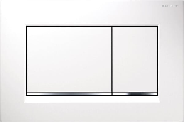 GEBERIT - Pack WC Bâti-support UP320 + Cuvette sans bride SAT + Abattant soft close + Plaque blanche (GebSATrimless-H) - large