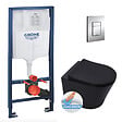 GROHE - Pack WC Bâti-support Rapid SL + Cuvette SAT Infinitio noire mat + Abattant frein de chute + Plaque Chrome - vignette