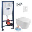 GROHE - Pack WC Bâti-support Rapid SL + WC sans bride Lucco Avva + Abattant softclose + Plaque blanche (RapidSL-Avva-3) - vignette