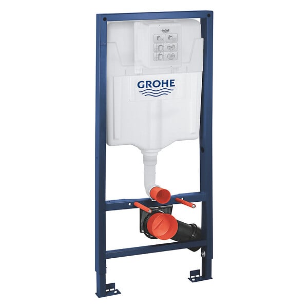 GROHE - Pack WC Bâti-support Rapid SL + WC sans bride Lucco Avva + Abattant softclose + Plaque blanche (RapidSL-Avva-3) - large