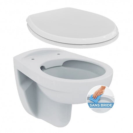 GROHE - Pack WC Rapid SL + cuvette suspendue sans bride Porcher + plaque Grohe Skate Cosmopolitan chrome (RapidSL-PorcherRimless) - large