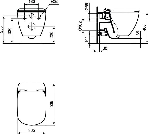 VILLEROY ET BOCH - Pack WC Bâti-support + Cuvette Ideal Standard TESI AquaBlade sans bride fixations invisibles + Plaque blanche (ViConnectTesi-2) - large