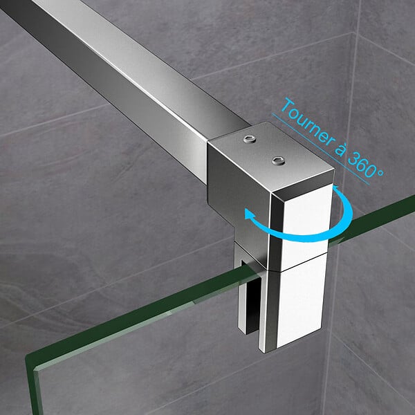 AICA SANITAIRE - AICA barre de stabilisation 90cm pour douche à l'italienne, barre de fixation carrée avec la finition chromée, la pince tournée - large