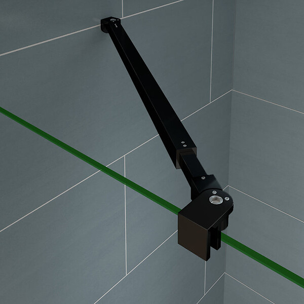 AICA SANITAIRE - Aica Barre De Stabilisation Extensible 73-120cm pour douche à l'italienne, Barre De Fixation Carrée En Aluminium Avec La Finition Noir Mat - large