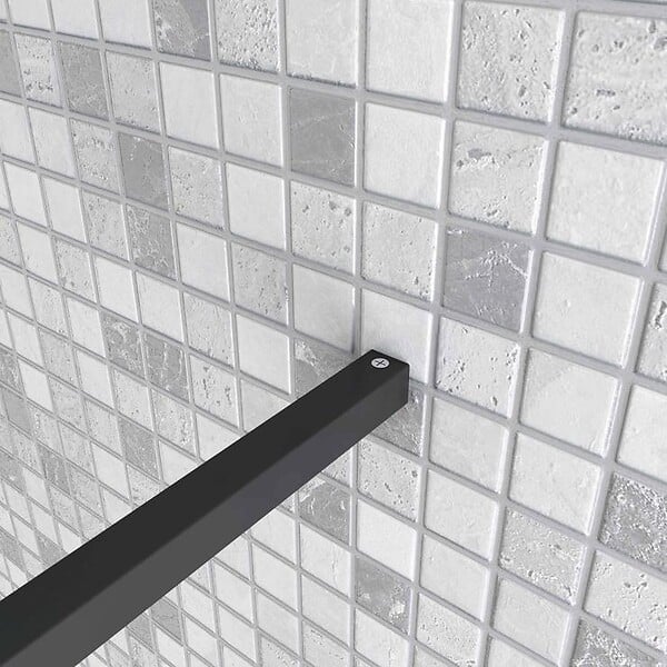 AICA SANITAIRE - AICA barre de stabilisation 90cm pour douche à l'italienne, barre de fixation carrée avec la finition NOIR MAT, la pince tournée - large