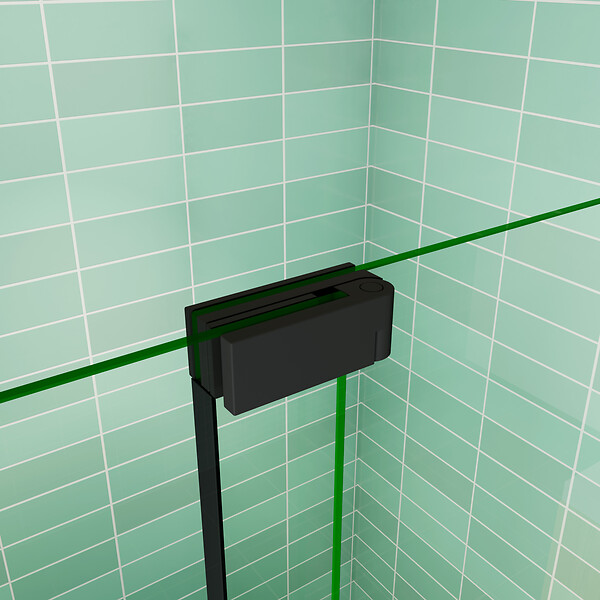AICA SANITAIRE - AICA  porte de douche pivotante 90x195cm profilé noir 8mm verre anticalcaire installation en niche - large