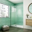 AICA SANITAIRE - AICA porte de douche coulissante 120x190cm verre sablé au centre avec l'amortisseur porte coulissante - vignette