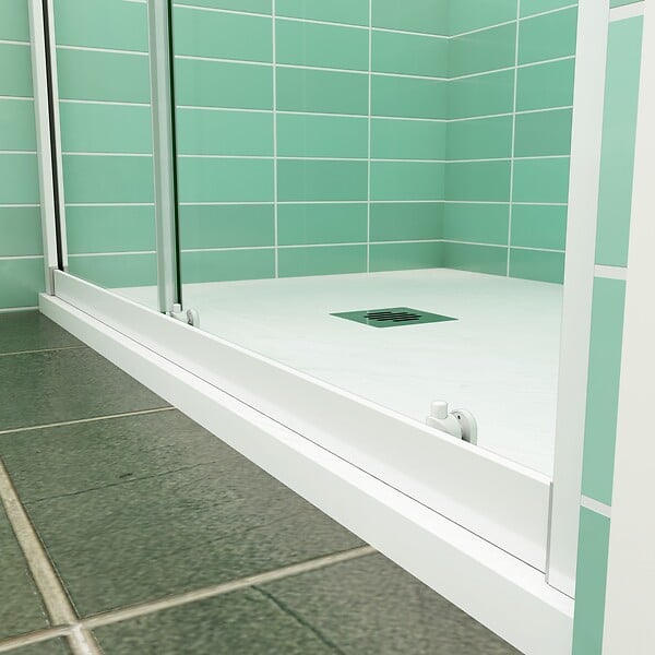 AICA SANITAIRE - AICA porte de douche coulissante 100x190cm profilé blanc installation en niche - large
