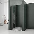 AICA SANITAIRE - AICA porte de douche pivotante 90x185cm en niche en verre bande central dépoli anticalcaire Installation à Gauche - vignette