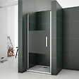 AICA SANITAIRE - AICA porte de douche pivotante 100x185cm en niche en verre bande central dépoli anticalcaire Installation à Gauche - vignette